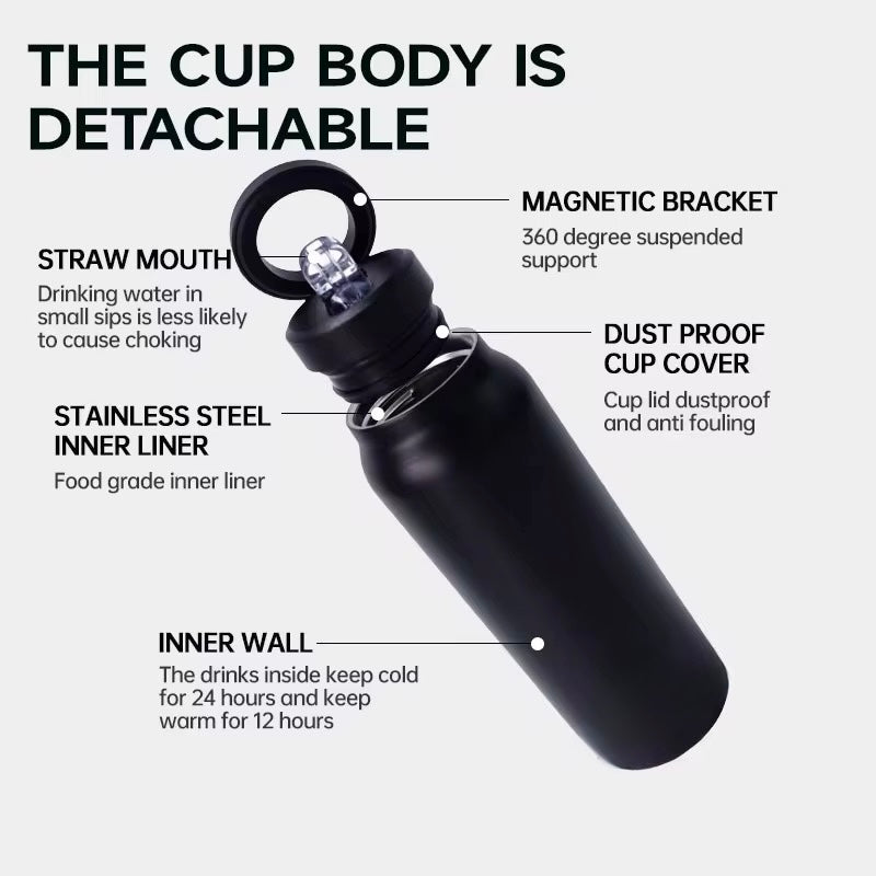 Magnetic Gym Water Bottle - Black
