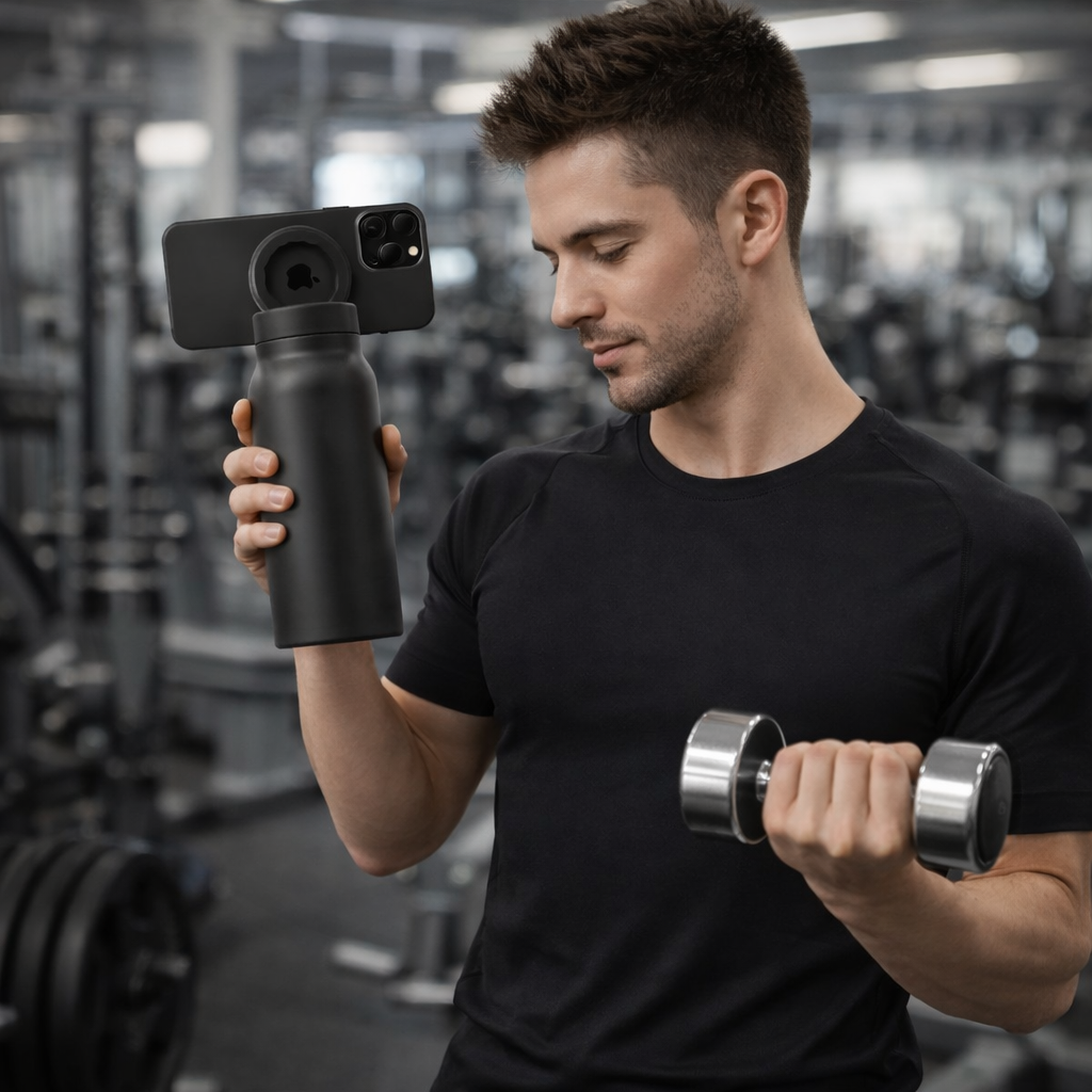 Magnetic Gym Water Bottle - Black